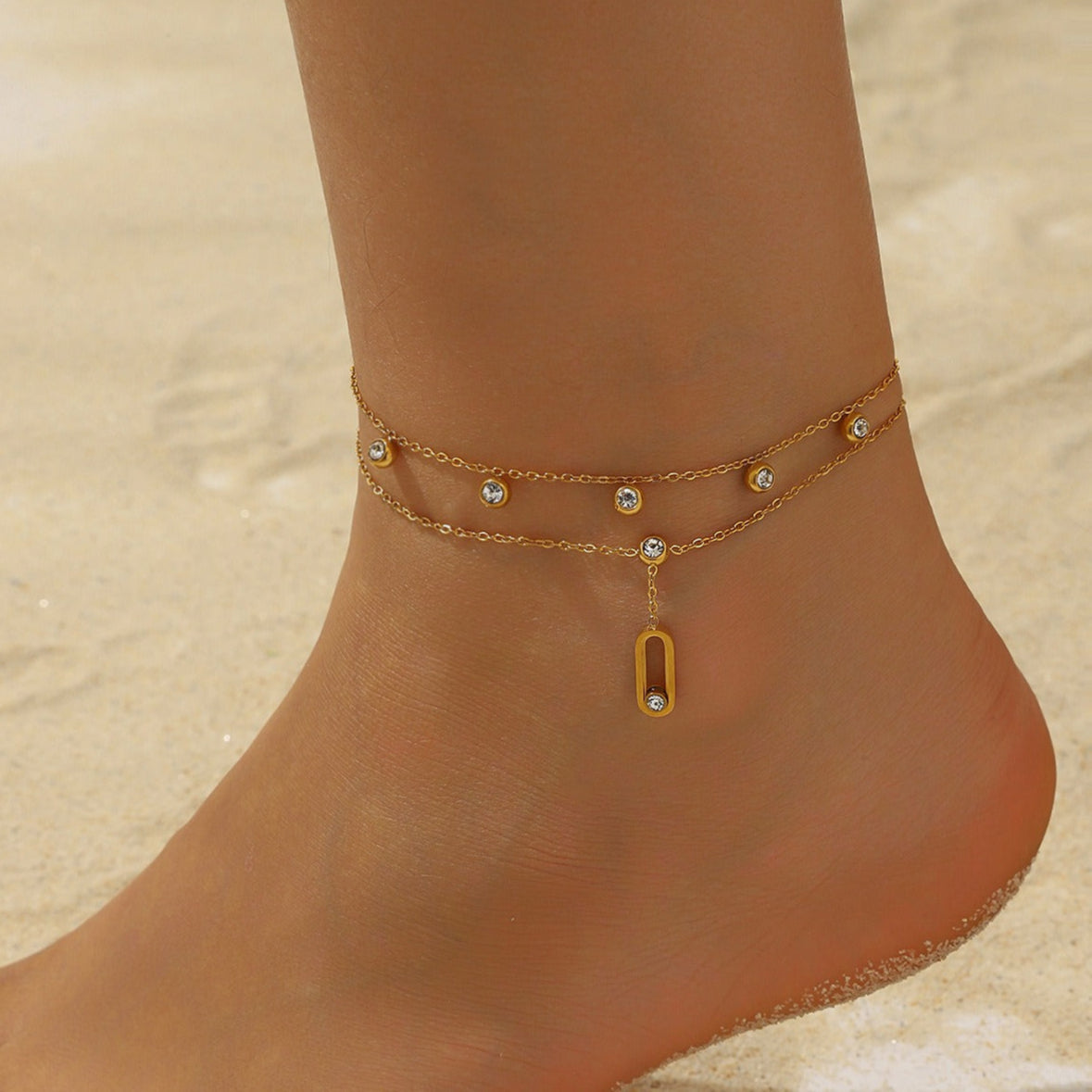 Isola Crystal Charm Anklet