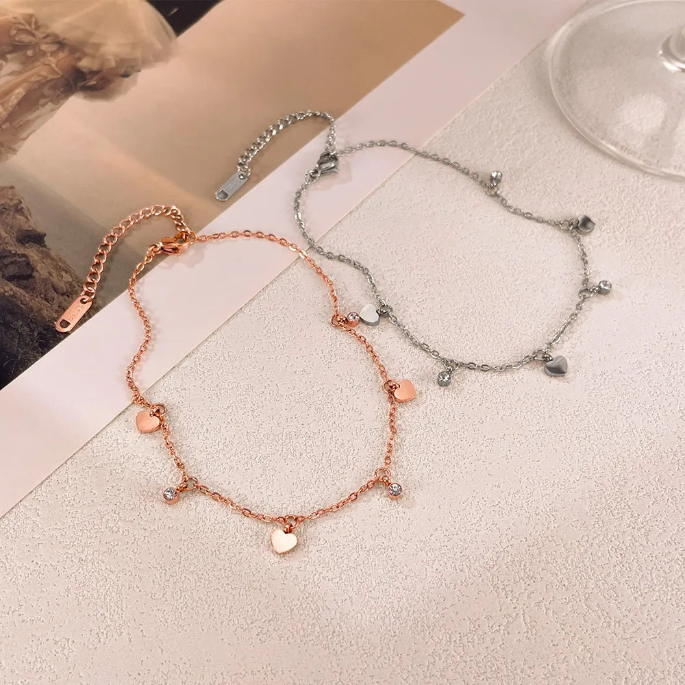 Lucie Heart Charm Anklet