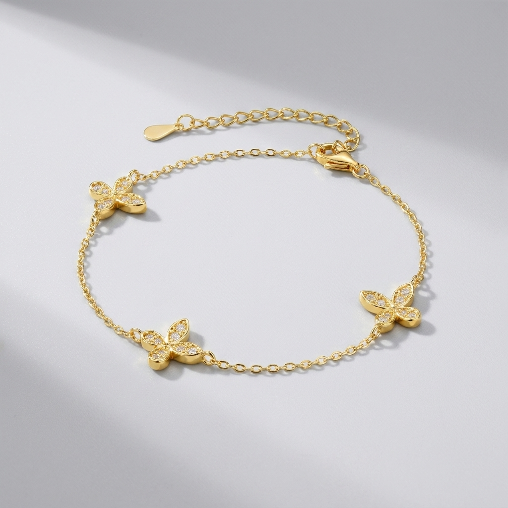 Élodie Butterfly Bracelet with Pavé CZ Stones