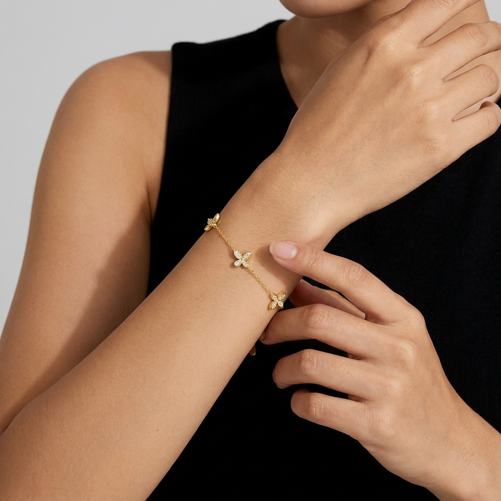 Élodie Butterfly Bracelet with Pavé CZ Stones