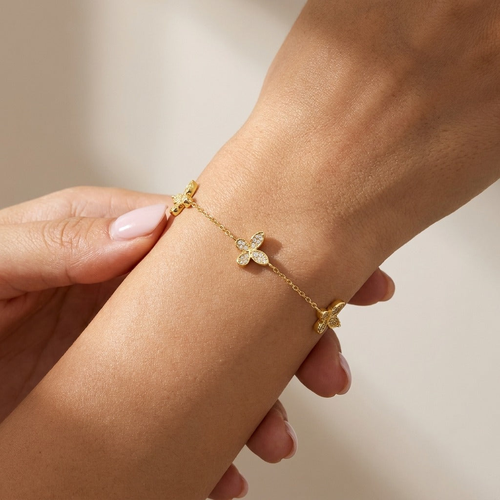 Élodie Butterfly Bracelet with Pavé CZ Stones