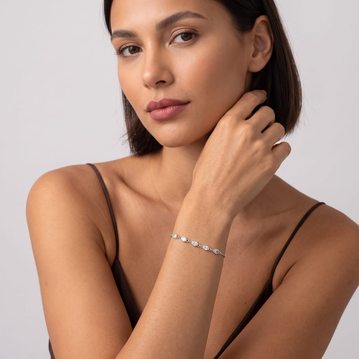 Silver Oval Bezel Bracelet
