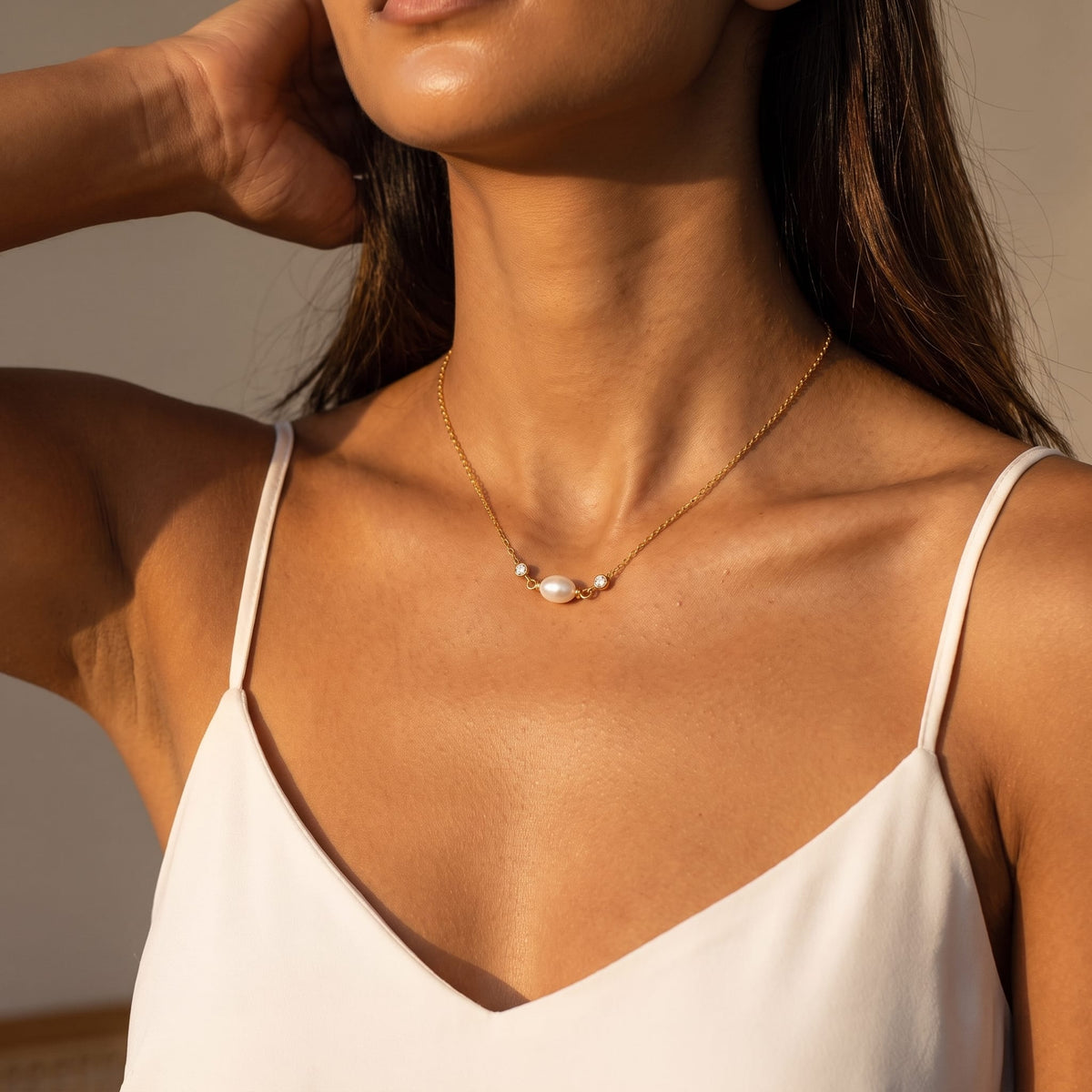 Sideways Pearl Necklace