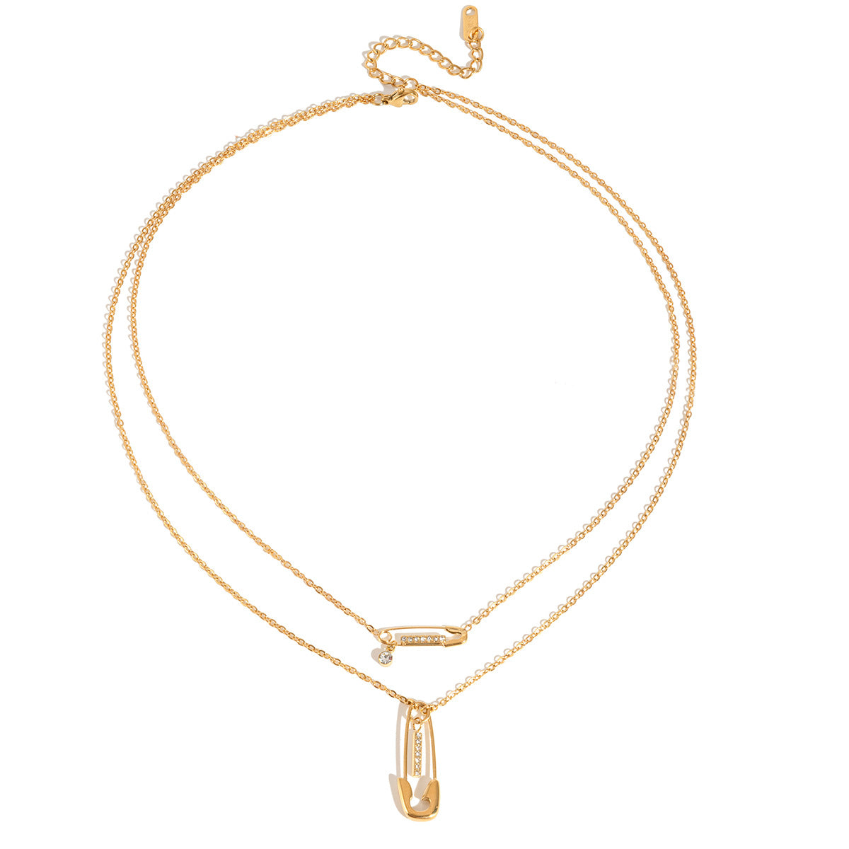 Layered Safety Pin Necklace