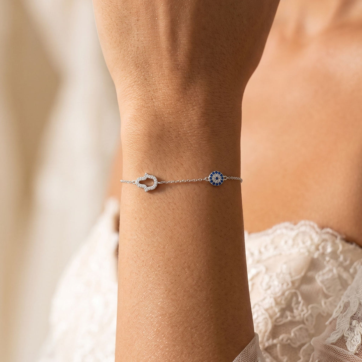 Talisman Bracelet worn on the wrist, photographed in natural daylight.