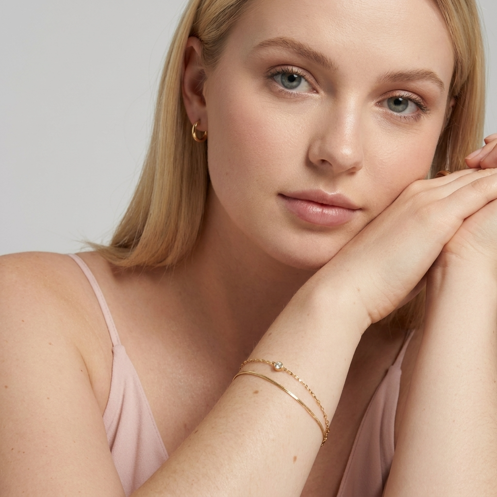 Amélie Crystal Double-Chain Bracelet with Crystal Detail