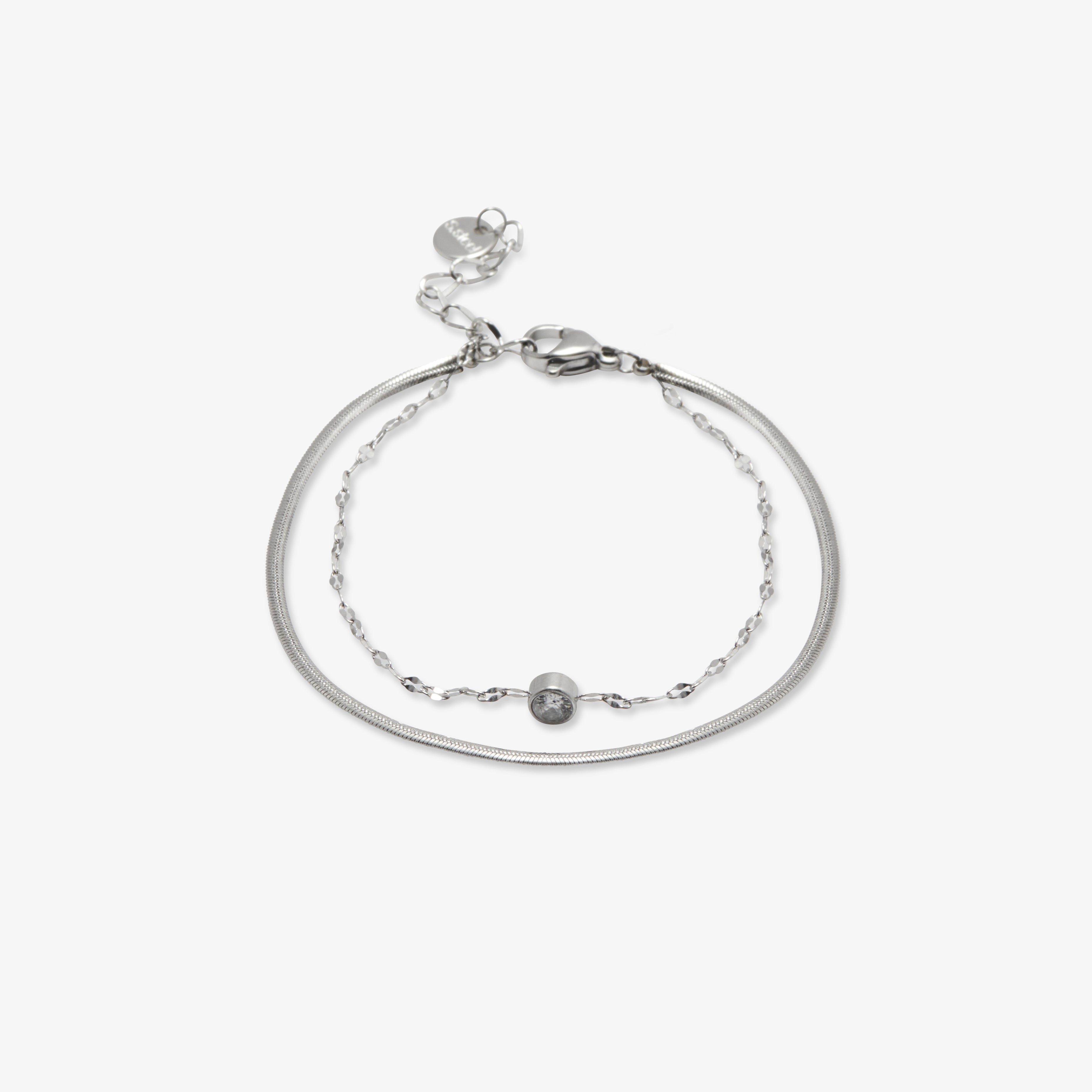 Amélie Crystal Double-Chain Bracelet with Crystal Detail