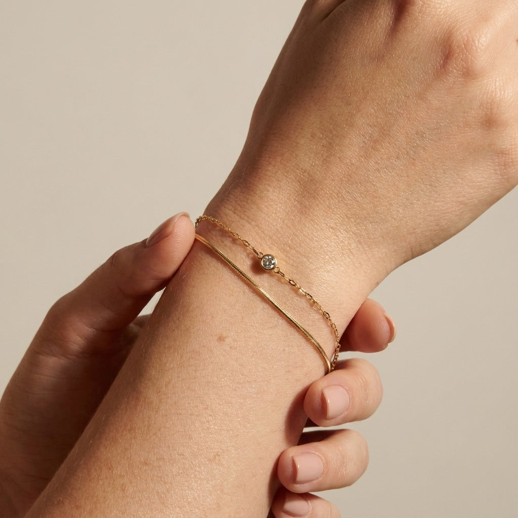 Amélie Crystal Double-Chain Bracelet with Crystal Detail