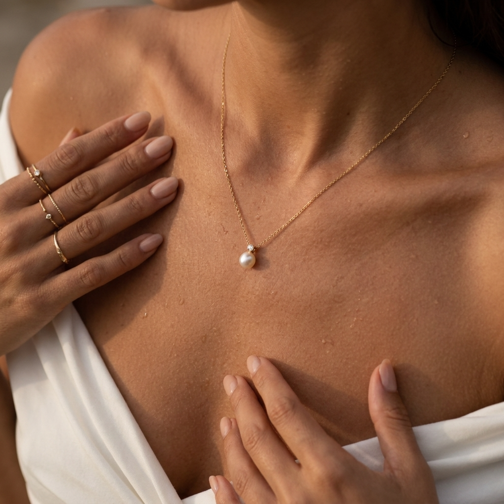 Amelie Classic Pearl Pendant with 14K gold finish