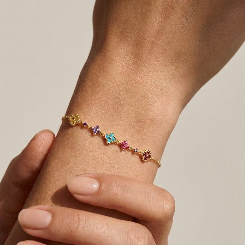 Aurélie Gold Cluster Bracelet with Premium Zircons