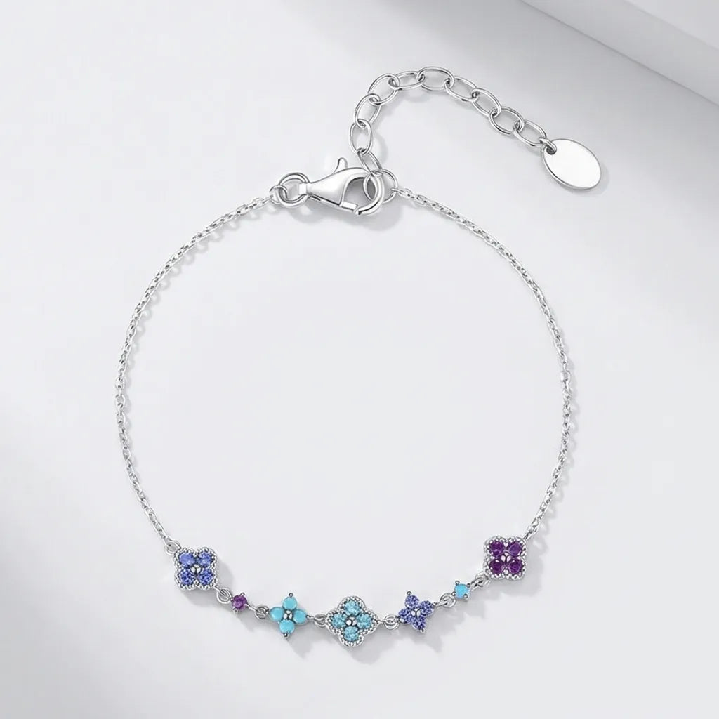 Aurélie Silver Cluster Bracelet with Premium Zircon Stones
