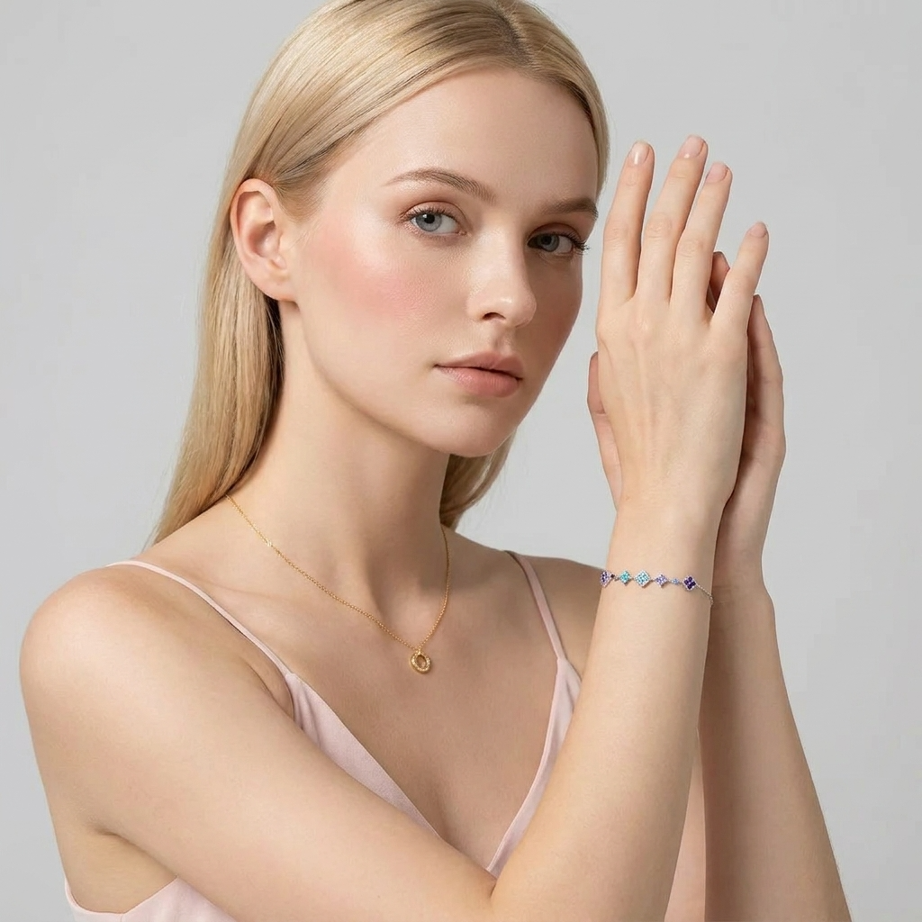 Aurélie Silver Cluster Bracelet with Premium Zircon Stones