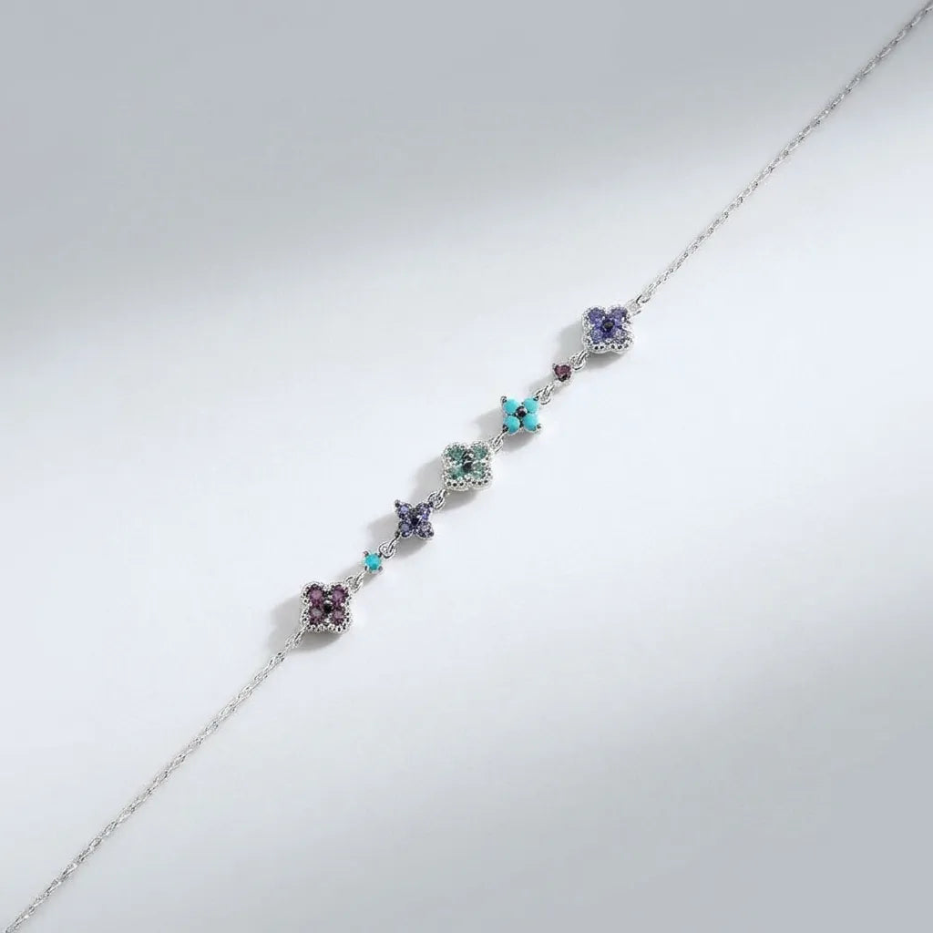 Aurélie Silver Cluster Bracelet with Premium Zircon Stones