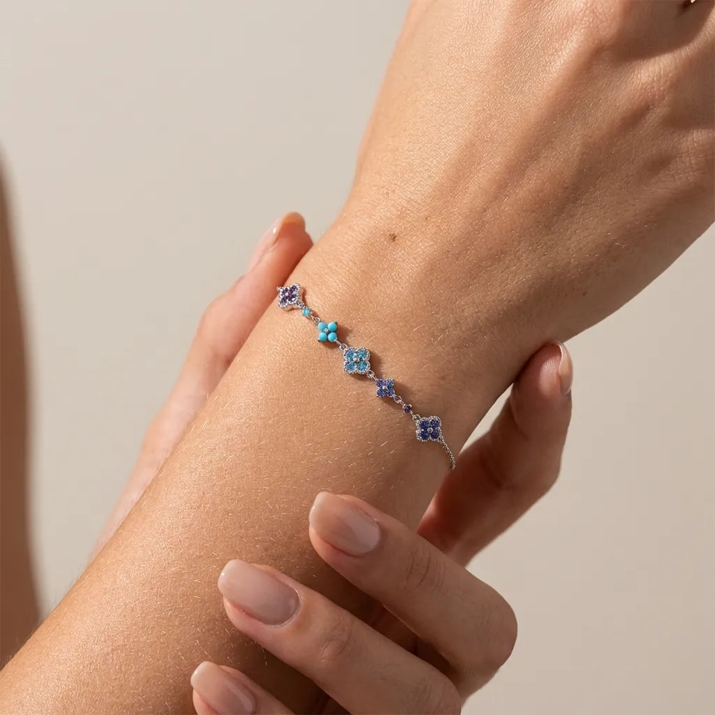 Aurélie Silver Cluster Bracelet with Premium Zircon Stones
