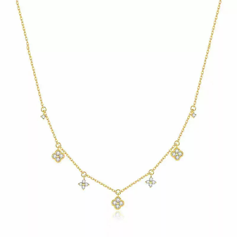 Aurelie Glimmer Charm Necklace in 14K gold finish