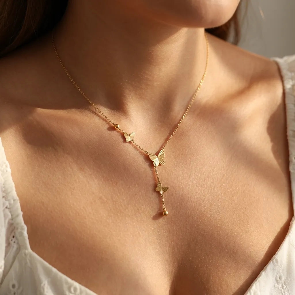 Bella Butterfly Necklace with 18K gold PVD finish