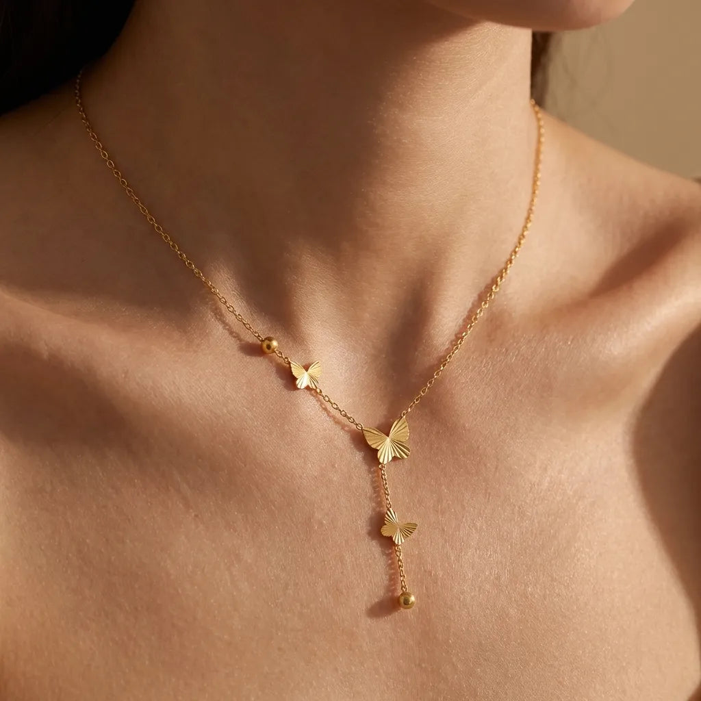 Bella Butterfly Necklace with 18K gold PVD finish