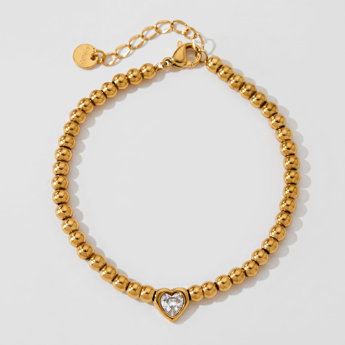 Aurélie Heart Beaded Gold Bracelet