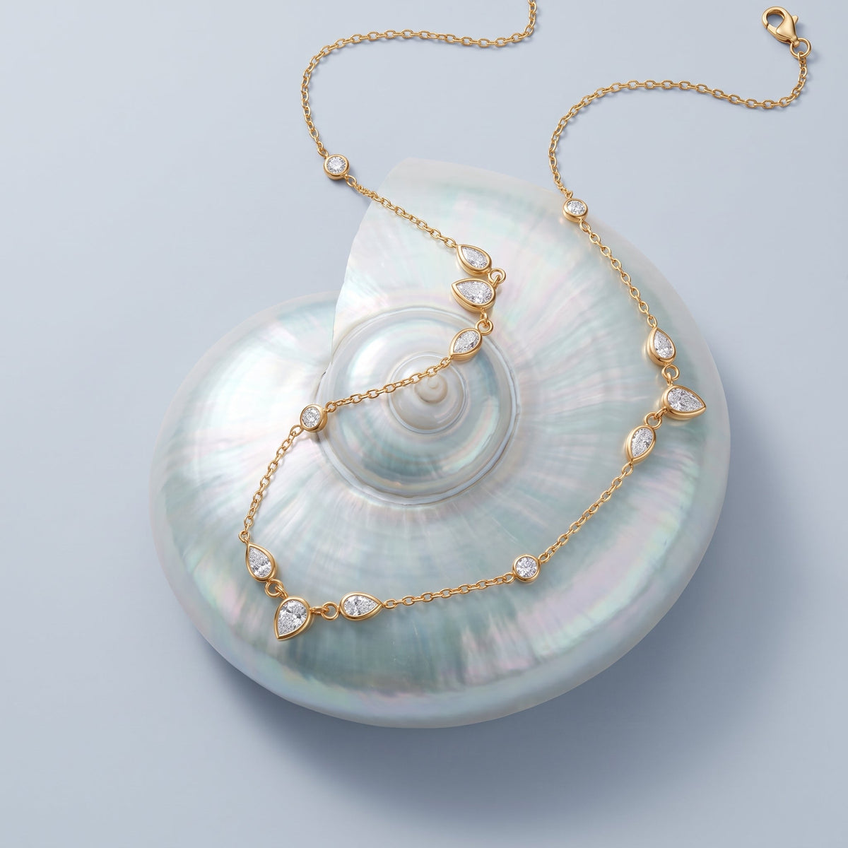 Chiara Crystal Pear Gold Necklace