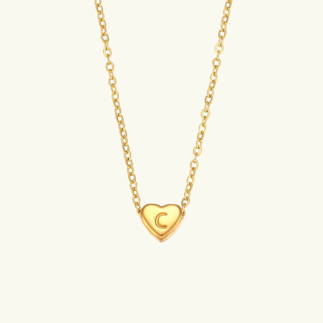 Heart Gold Initial Necklace