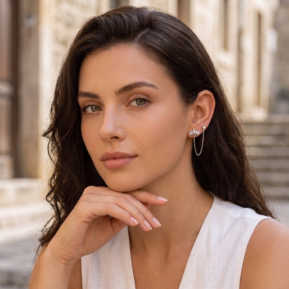 Colette Crown Crystals Silver Earring