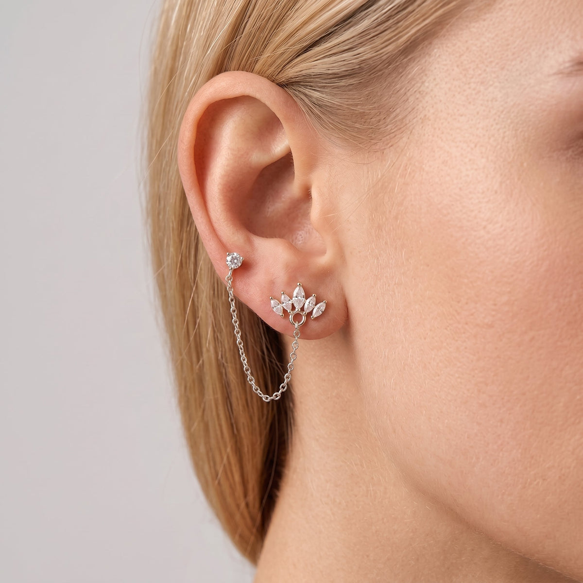 Colette Crown Crystals Silver Earring