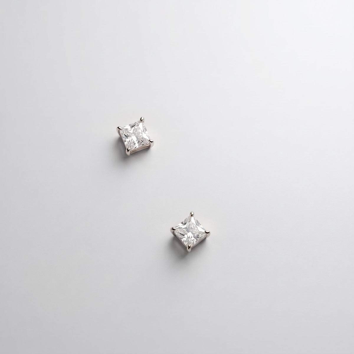 Roxane Square Crystal Silver Studs