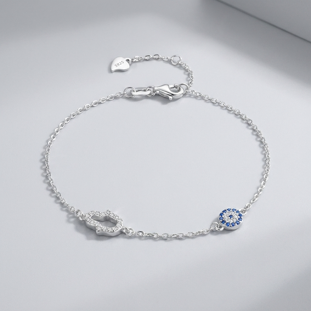 Chloé Hamsa & Evil Eye Bracelet in Sterling Silver