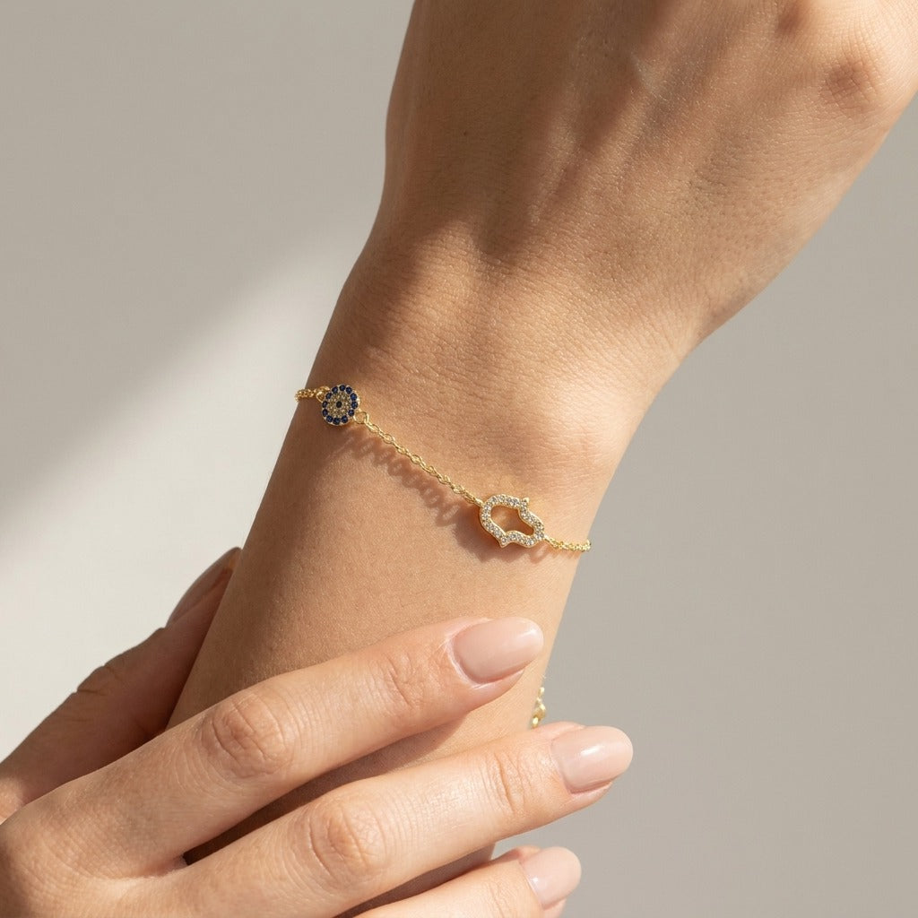 Chloé Hamsa & Evil Eye Bracelet in Sterling Silver