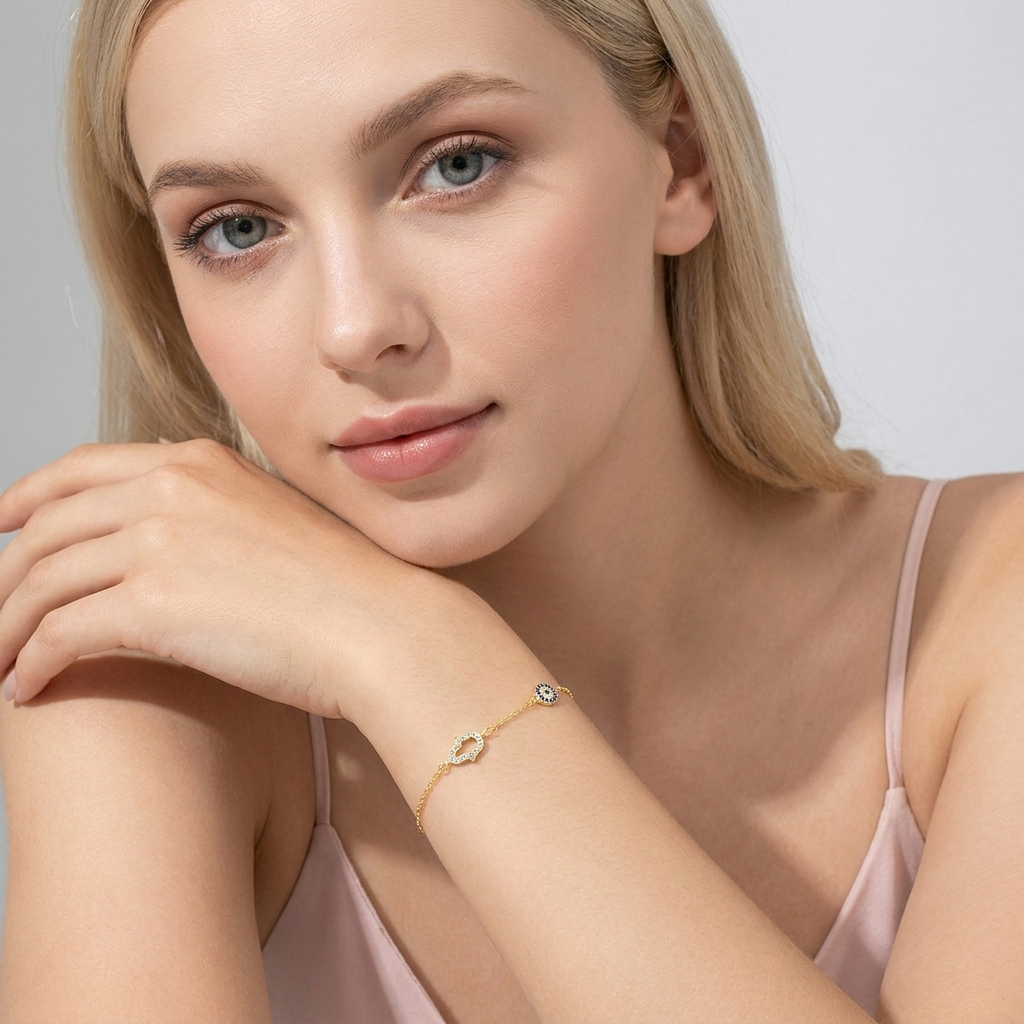 Chloé Hamsa & Evil Eye Bracelet in Sterling Silver