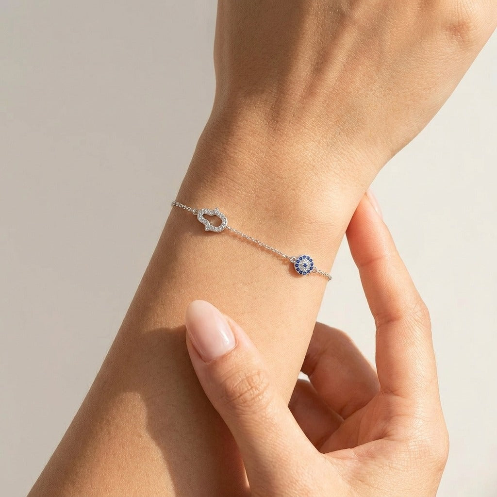 Chloé Hamsa & Evil Eye Bracelet in Sterling Silver