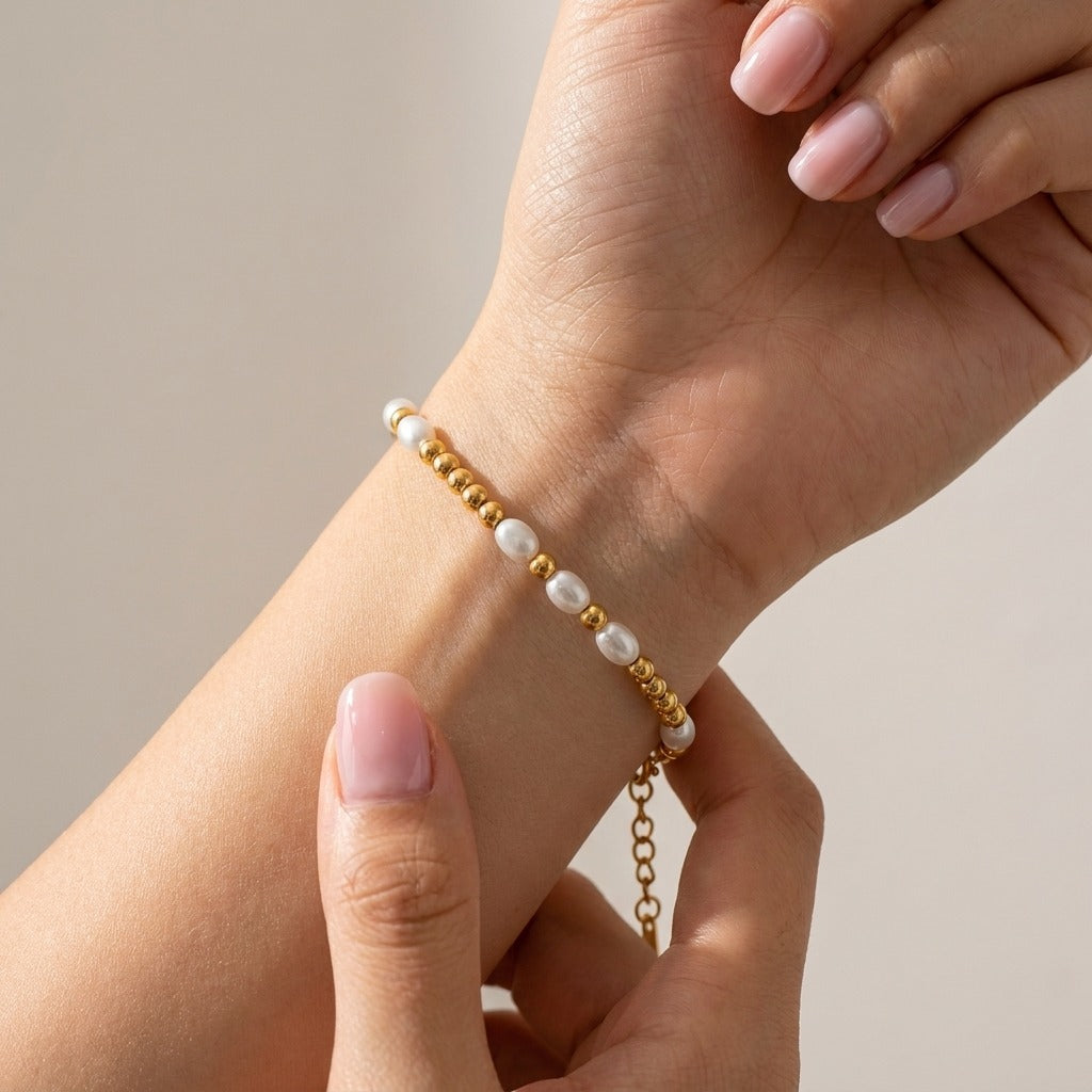 Chloe Beads & Pearls Bracelet with luminous pearl accents