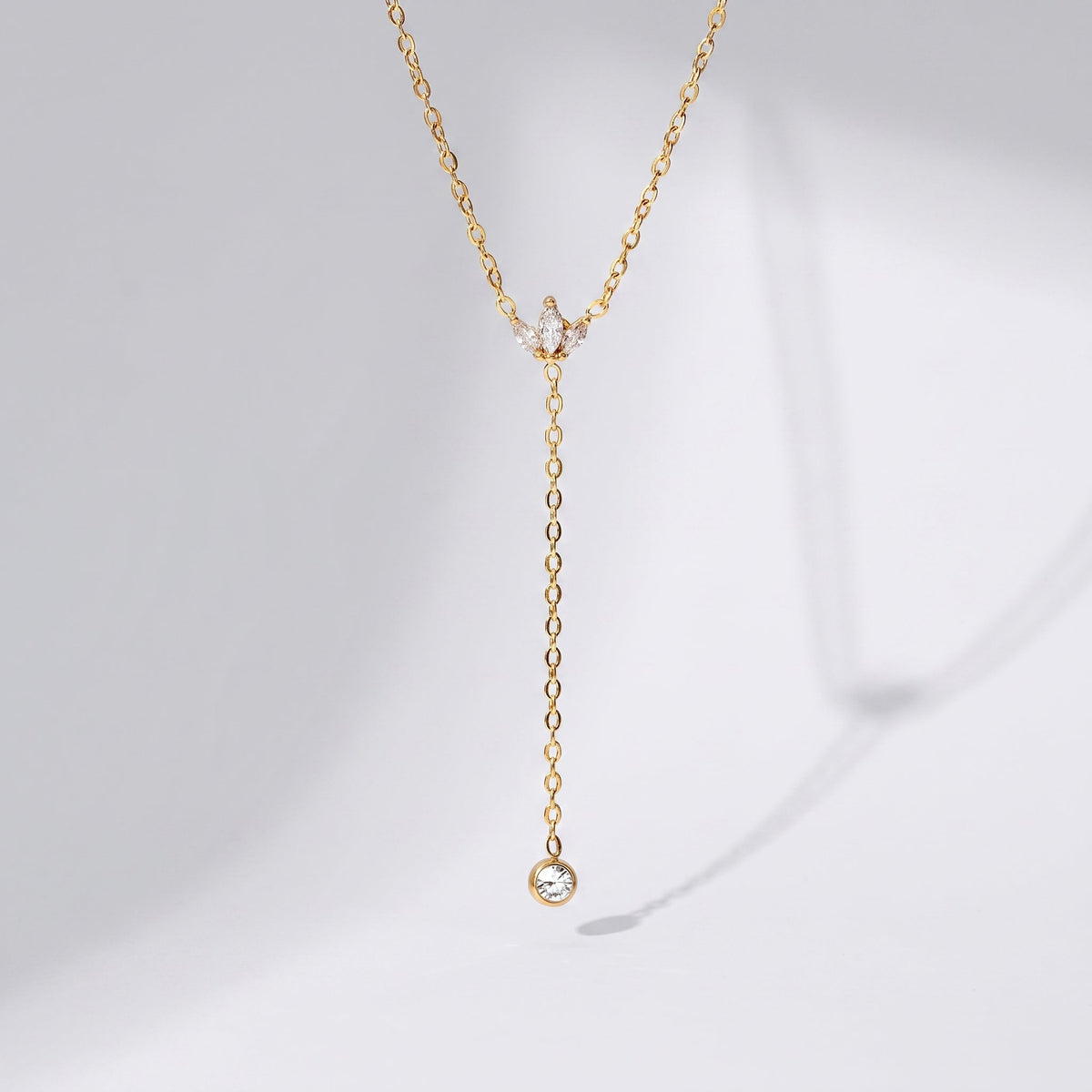 Eléonore Crystal Lotus Drop Gold Necklace