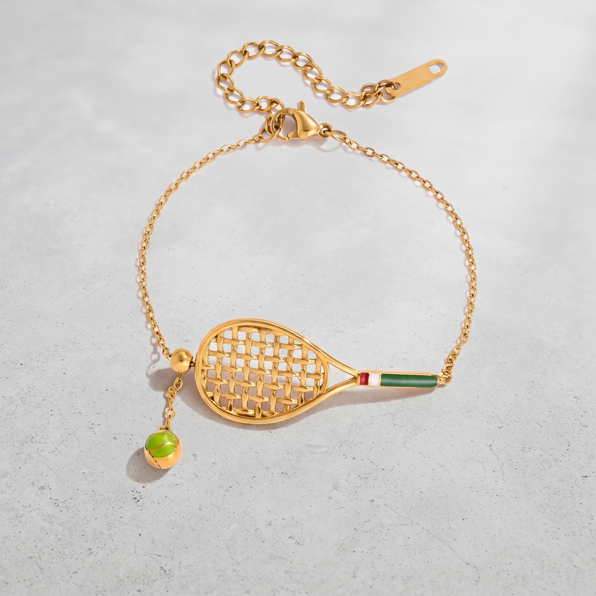 Marquise Tennis Ball & Racket Gold Bracelet