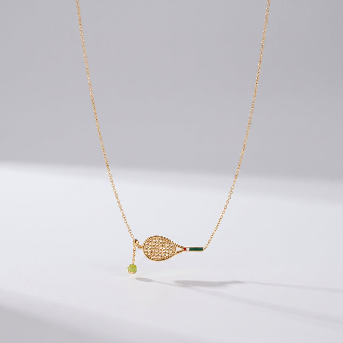 Marquise Tennis Ball & Racket Gold Necklace
