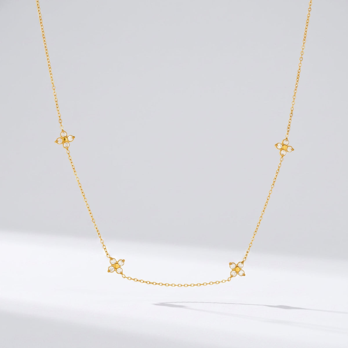 Noemi Four-Petal Floral Gold Necklace