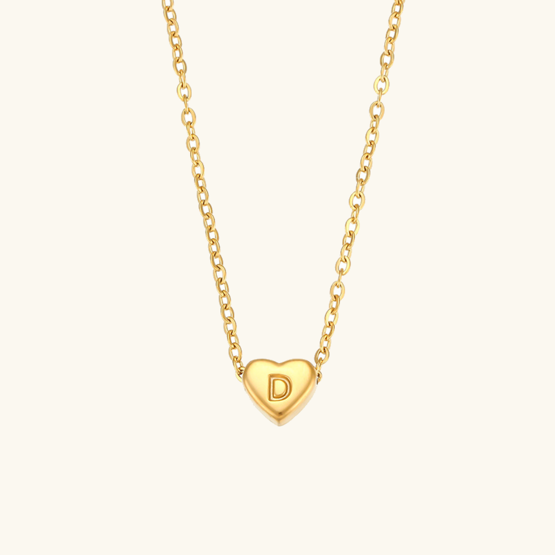 Heart Gold Initial Necklace
