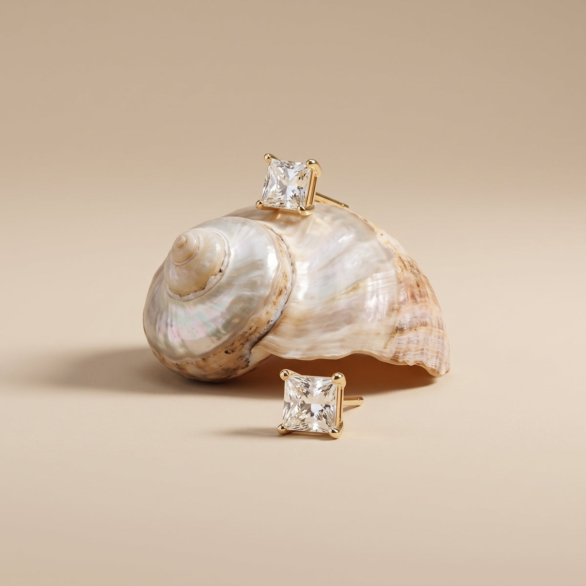 Roxane Square Crystal Gold Studs