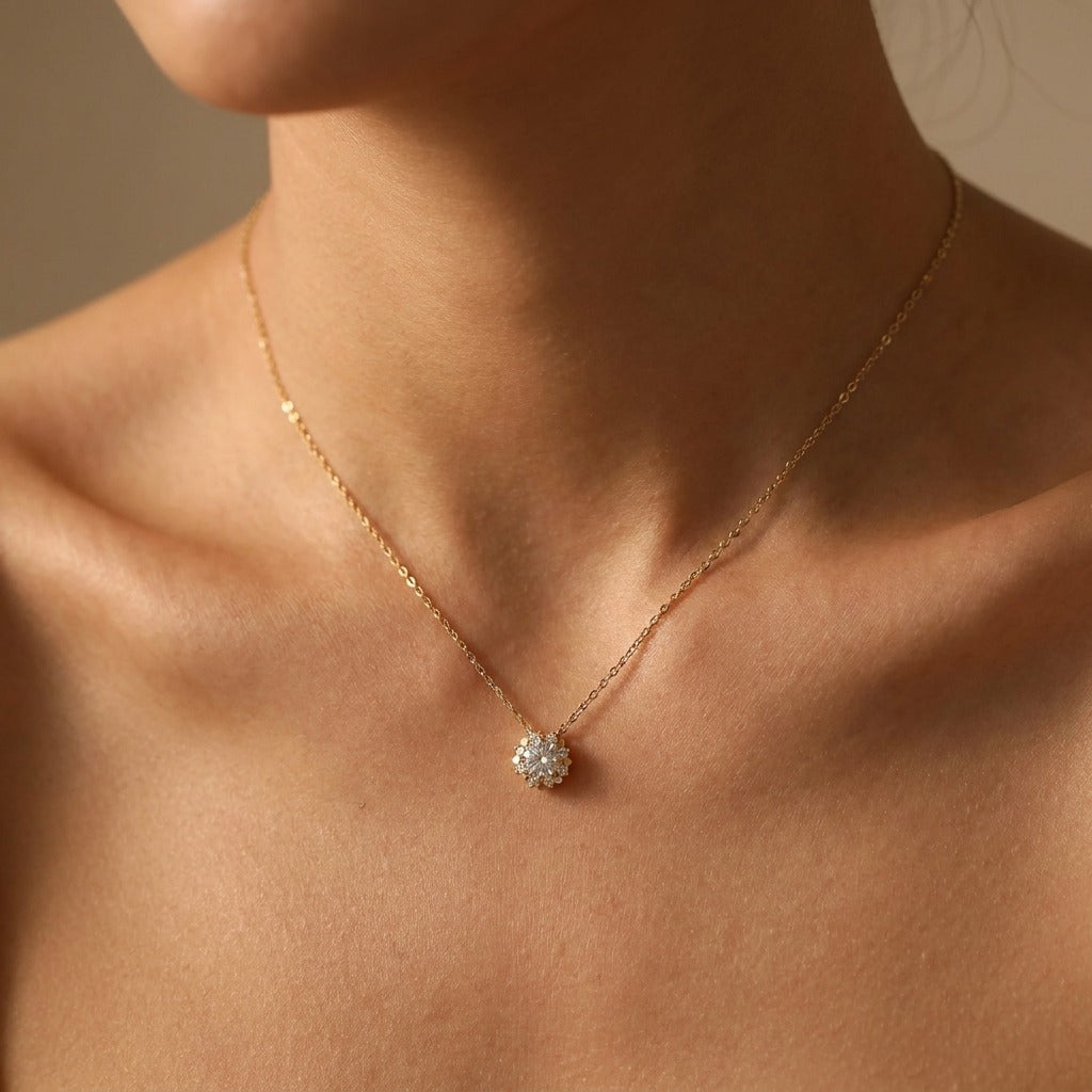 Elisa Sun Necklace Close Up Pendant Detail
