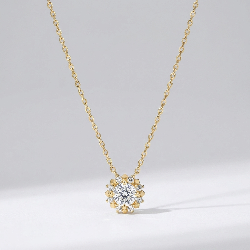 Elisa Sun Necklace Close Up Pendant Detail