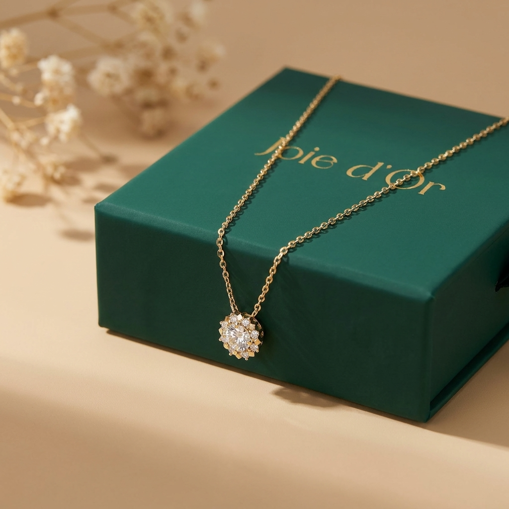 Elisa Sun Necklace Close Up Pendant Detail
