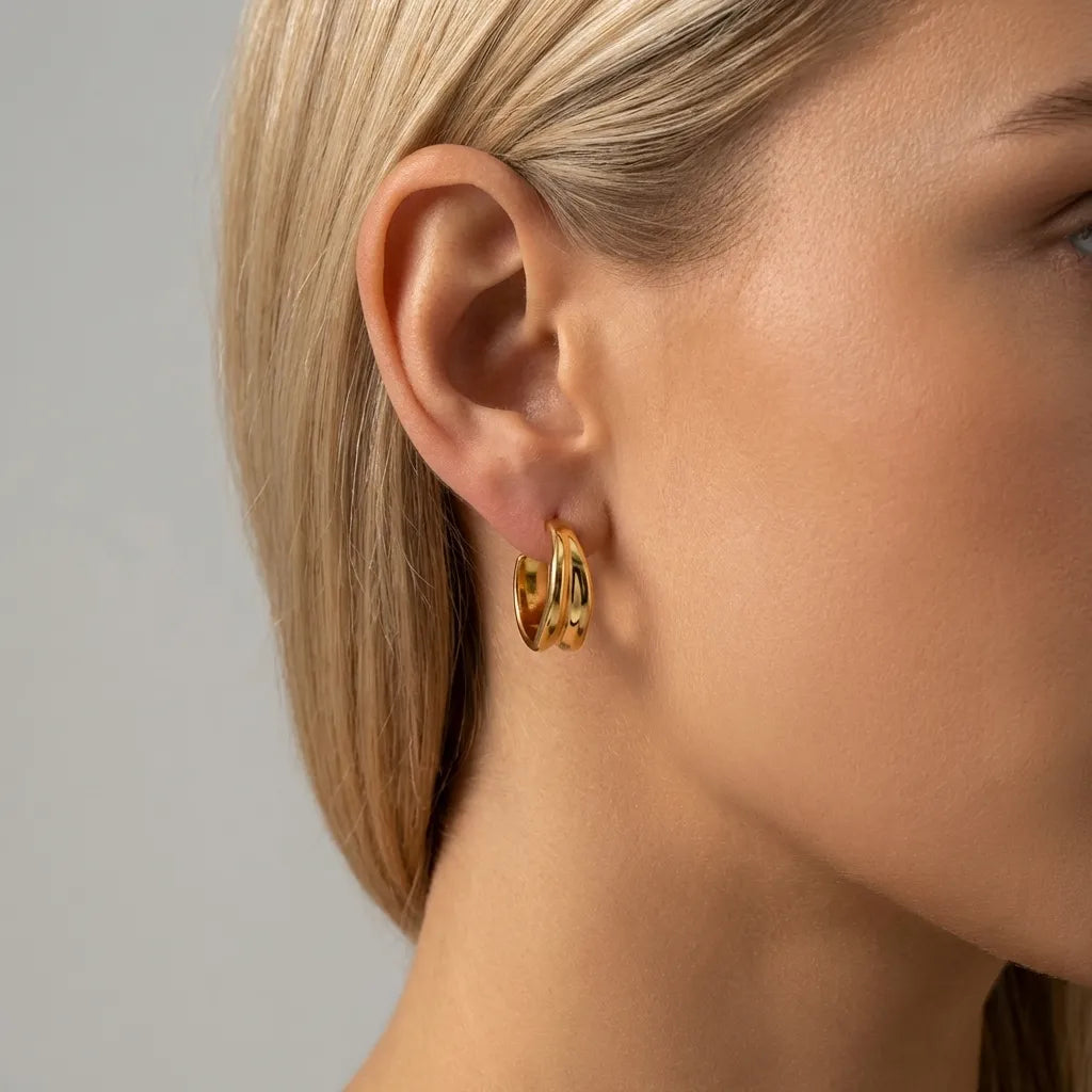 Emily Wave Earrings Asymmetric Gold Design