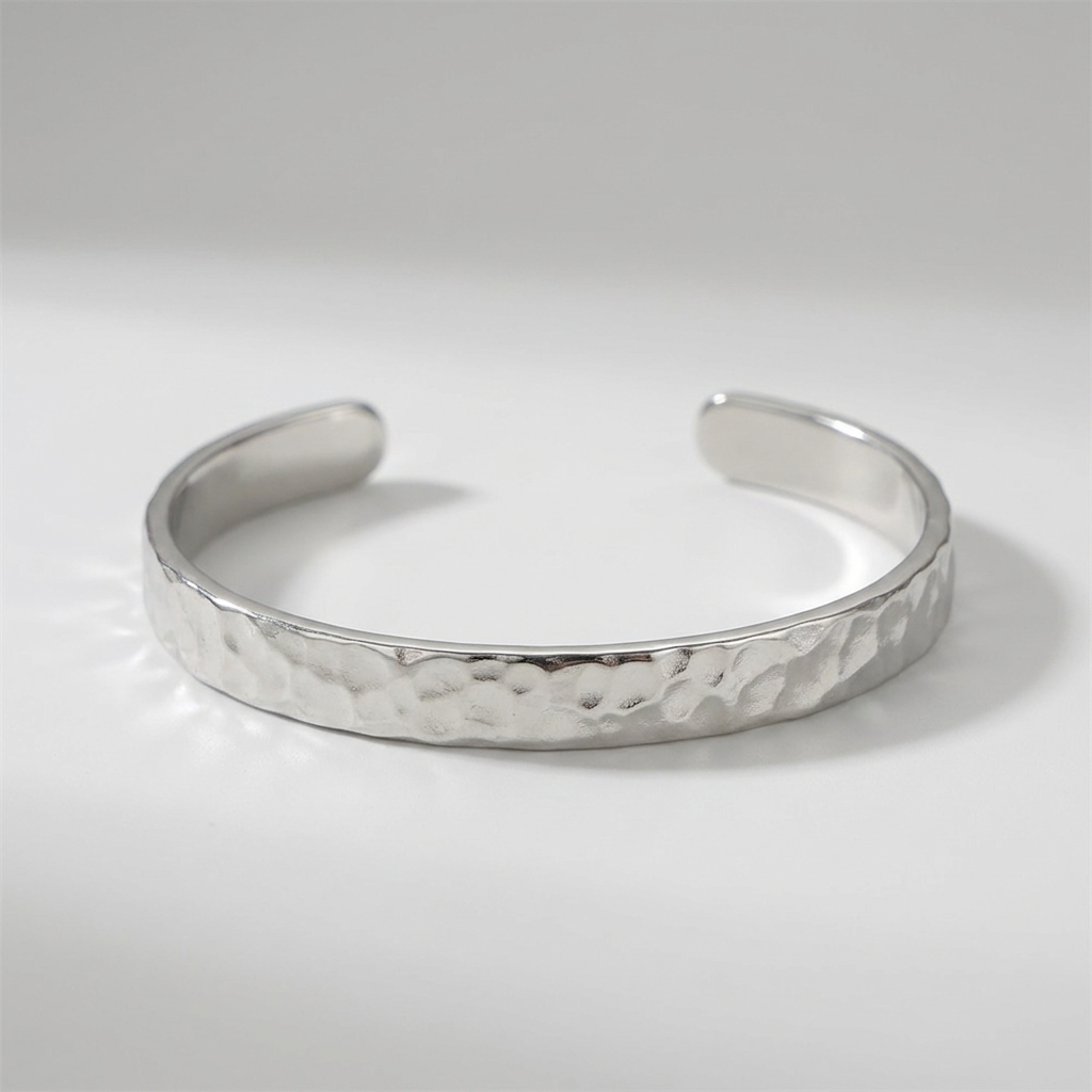 Emma Hammered Gold Bangle with zircon crystal accents