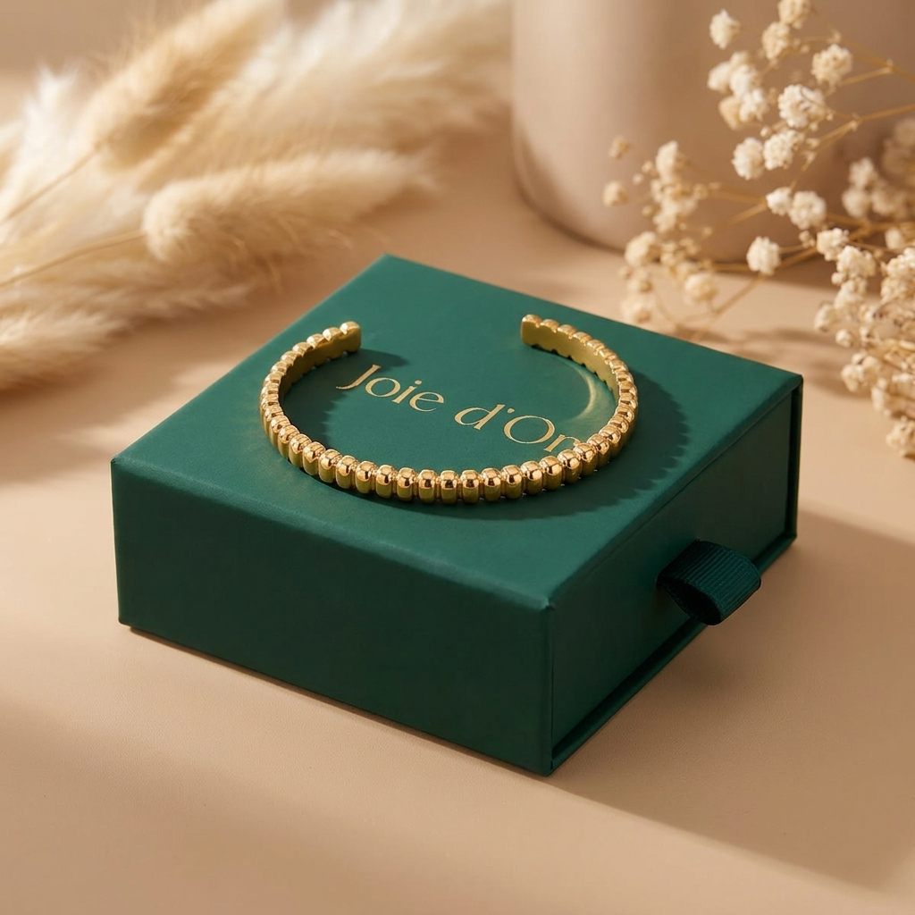 Emma Sculpted Gold Bangle with sparkling zircon details