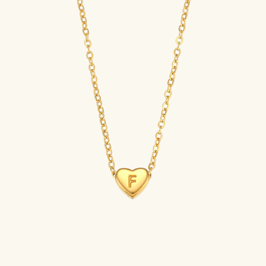 Heart Gold Initial Necklace