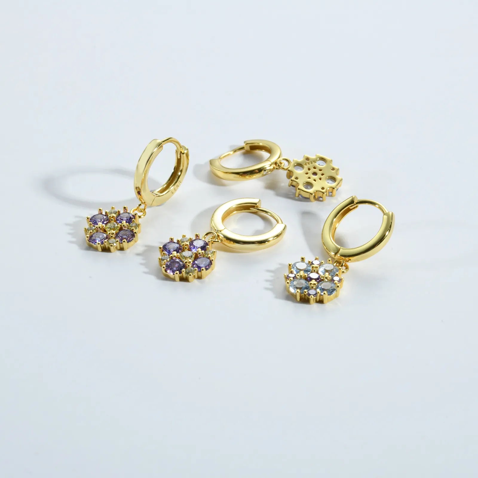 Giulia Lavender Crystal Earrings with gold-plated finish