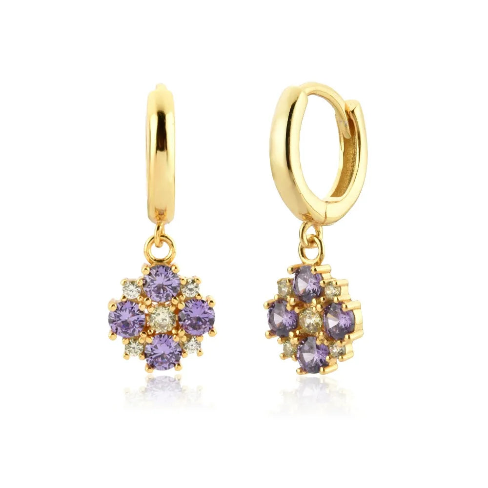 Giulia Lavender Crystal Earrings with gold-plated finish