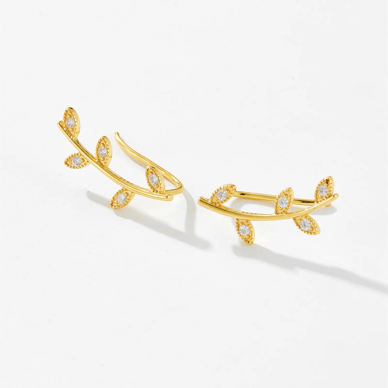 Giulia Vine Leaf Earrings in gold-plated finish