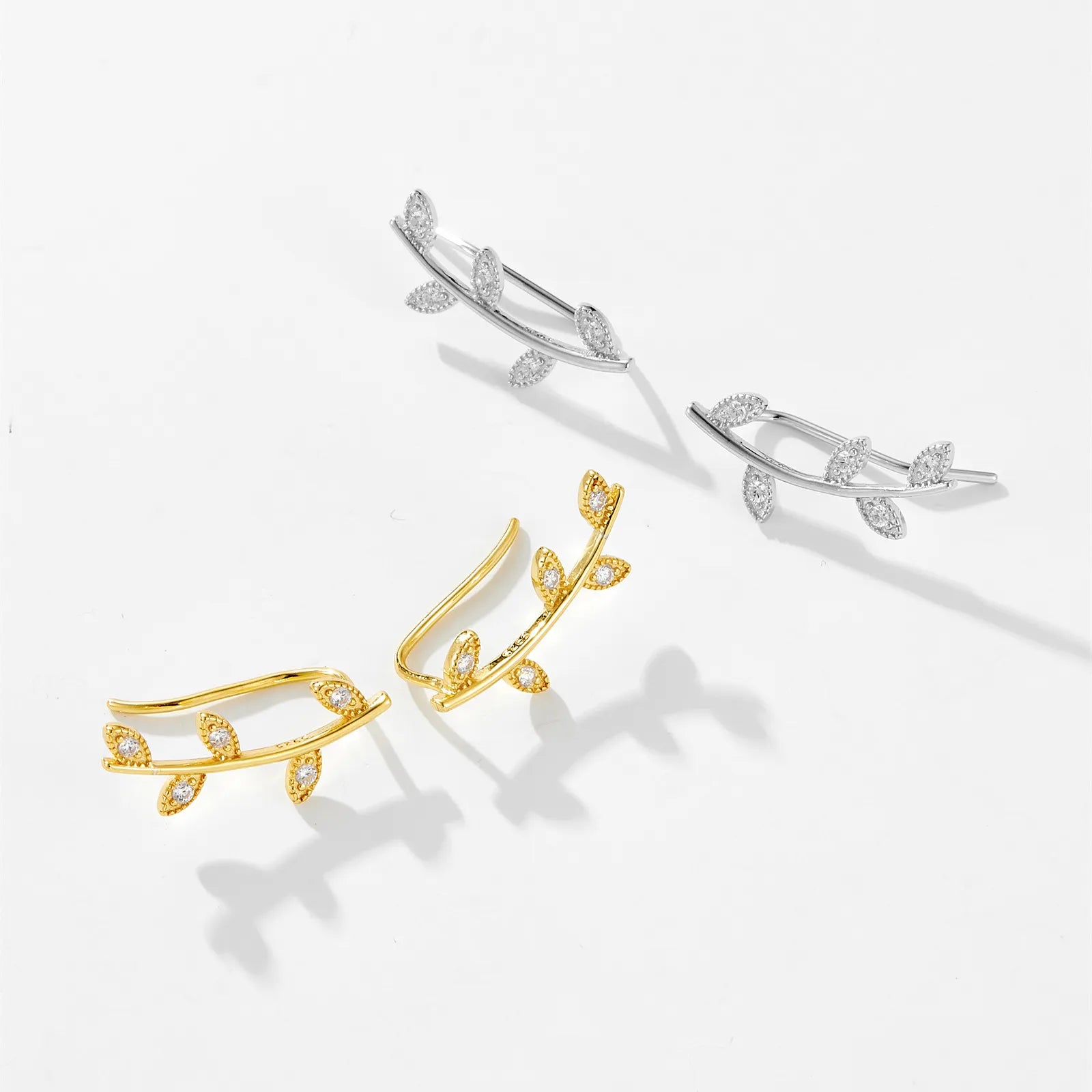 Giulia Vine Leaf Earrings in gold-plated finish