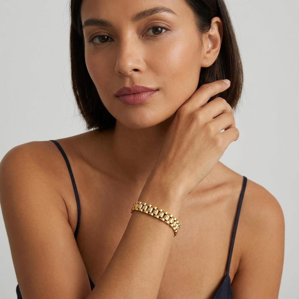 Gladia Watchband Bracelet with Diamond Simulants